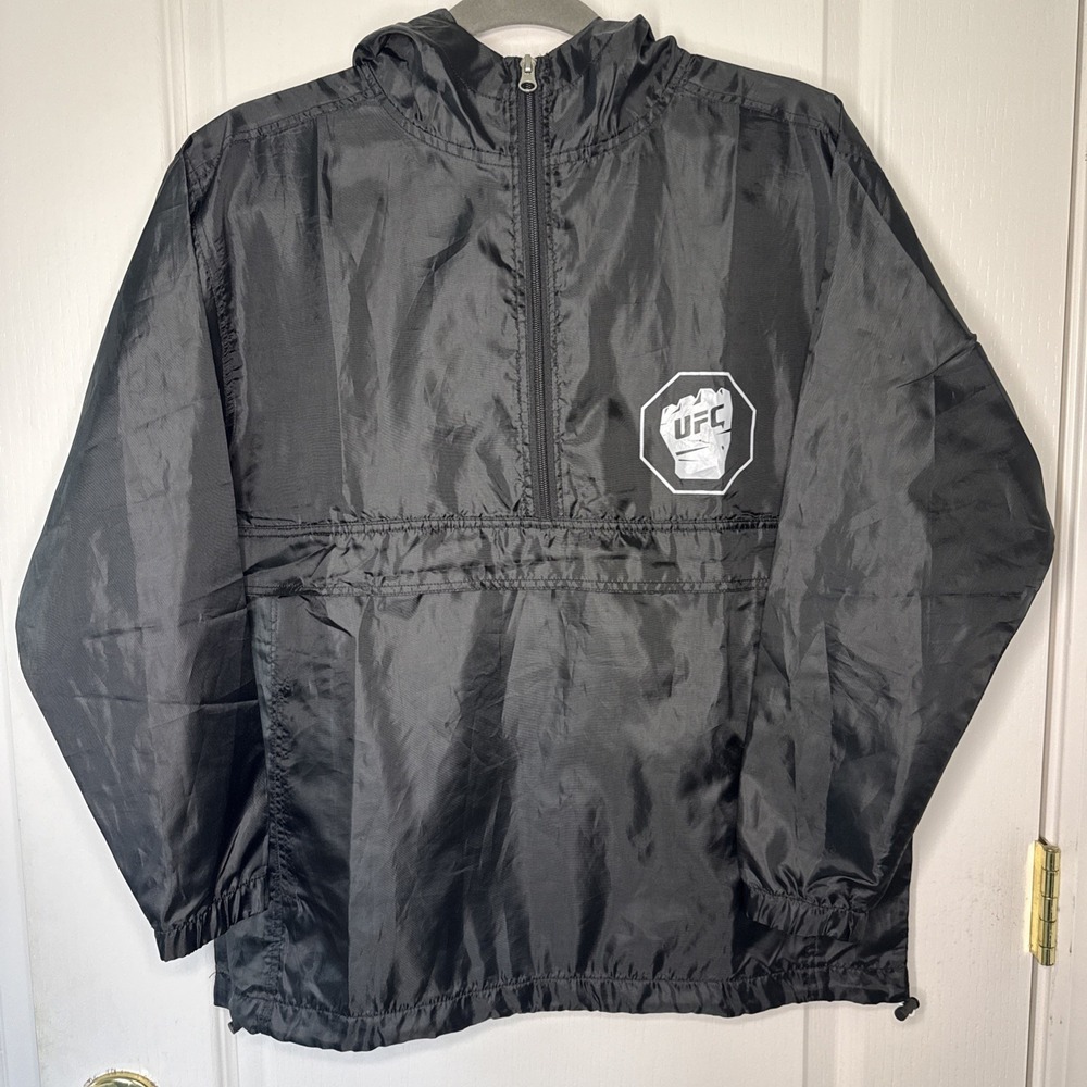 UFC Youth XL  Jacket Black Nylon Half Zip MMA Training Weight Cut